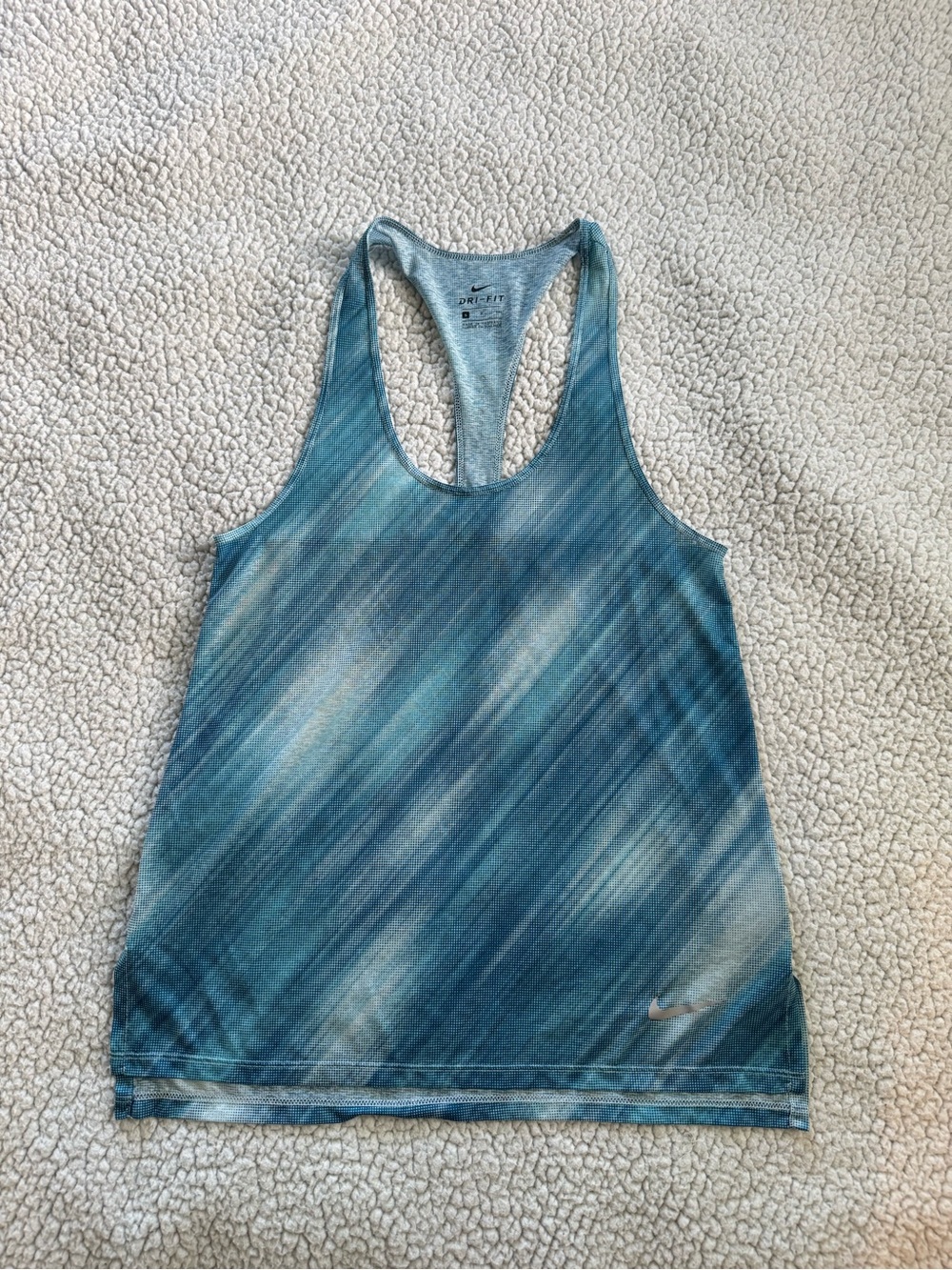 Nike Women's Light Weight Blue Tie-Dye Dri-FIT Racerback Tank Top -Flawed